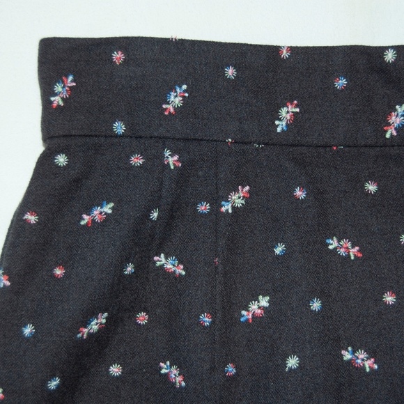 Odille Anthropologie embroidered wallfia gray skirt vintage 00s twee - Picture 3 of 4